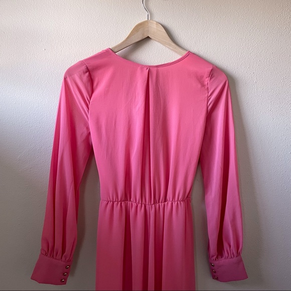 ‼️SOLD‼️ PinkBlush Coral Chiffon Long Sleeve Pleated Maternity Maxi Dress - Picture 6 of 16